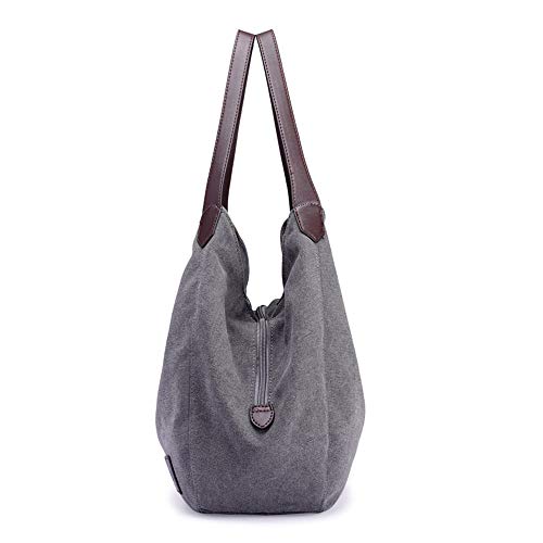 Mdsfe Bolso de Lona para Mujer, Bolso de Hombro Hobos Femenino, Bolso de Mano Retro sólido con Bolsillos múltiples para Mujer - Azul, a1