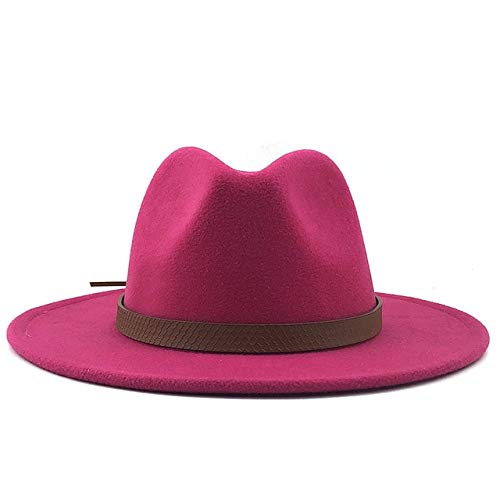 Mdsfede otoño de ala Ancha Mujeres Hombres Moda Caballero al Aire Libre Sombrero de Jazz Sombrero de Invierno Sombrero de panamá Sombrero de Fieltro retro-ROSE-56-58CM