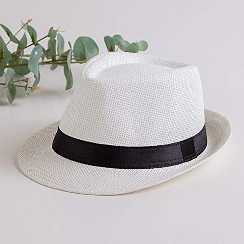 MdsfeSombrero de Sol para Hombre Sombrero de Panamá Sombrero de Jazz para Mujer Ocio de Verano Sombrero de Sol de Playa Sombrero de Caballero Unisex -Cream-C8