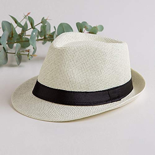 MdsfeSombrero de Sol para Hombre Sombrero de Panamá Sombrero de Jazz para Mujer Ocio de Verano Sombrero de Sol de Playa Sombrero de Caballero Unisex -Cream-C8