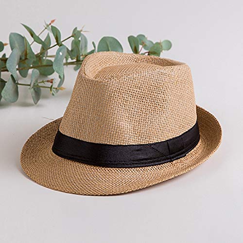 MdsfeSombrero de Sol para Hombre Sombrero de Panamá Sombrero de Jazz para Mujer Ocio de Verano Sombrero de Sol de Playa Sombrero de Caballero Unisex -Cream-C8