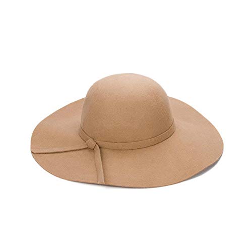 MdsfeSombrero Retro panamá para Mujer Sombrero de cúpula de ala Ancha Casual Sombrero Protector para el Sol al Aire Libre -rojo-55-58 cm