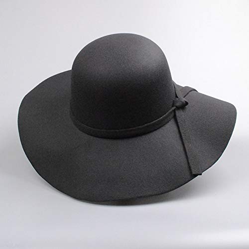 MdsfeSombrero Retro panamá para Mujer Sombrero de cúpula de ala Ancha Casual Sombrero Protector para el Sol al Aire Libre -rojo-55-58 cm