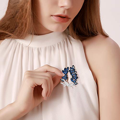 Mecool Broches Pin Flor Broche Creado Cristal Broche-Azul
