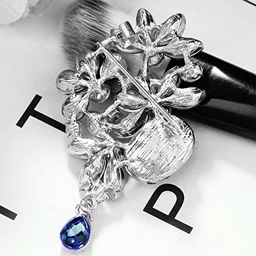 Mecool Broches Pin Flor Hoja Ramo Broche Creado Cristal Broche-Azul