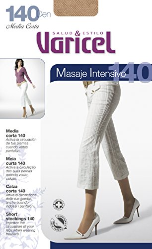 Media Corta 140 Varicel compresión fuerte 18/22 mmHg Banda Elástica Antipresión (NATURAL, G)