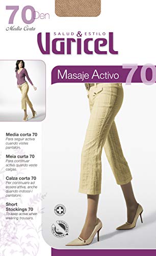 Media Corta 70 Varicel compresión media 11/14 mmHg Banda Elástica Antipresión (NATURAL, G)