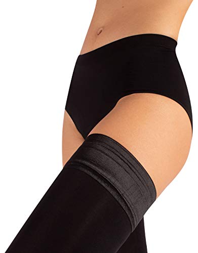 MEDIAS AUTOADHESIVAS OPACAS | MEDIAS AUTOSUJETADORAS TUPIDAS | 60 DEN | NEGRO | CALCETERÍA ITALIANA | (S)