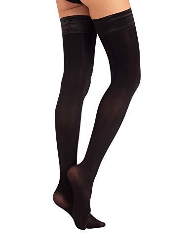 MEDIAS AUTOADHESIVAS OPACAS | MEDIAS AUTOSUJETADORAS TUPIDAS | 60 DEN | NEGRO | CALCETERÍA ITALIANA | (S)