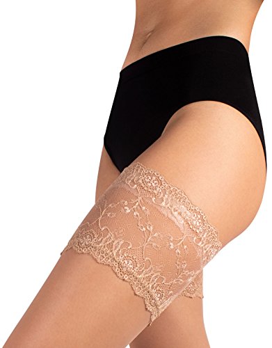 MEDIAS AUTOADHESIVAS PARA NOVIA | MEDIAS AUTOSUJETADORAS TRANSPARENTES | 15 DEN | MARFIL, BLANCO, NATURAL | CALCETERÍA ITALIANA | (M/L, natural)