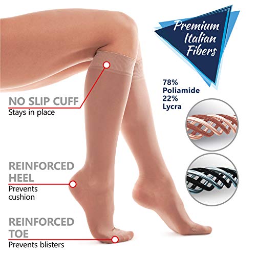 Medias de compresión Calcetines de compresión graduadas 16-18 mmHg- Calcetín de compresión graduada para hombres y mujeres XS Negro