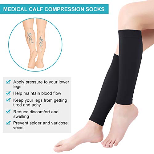 Medias de Compresión para Mujeres y Hombres, 20-30 mmHg Calcetines de Compresión Cortas, Punta Abierta, Medias Compresión Fuerte para Venas Varicosas, Edema, Embarazo, Mejora la Circulación, XL