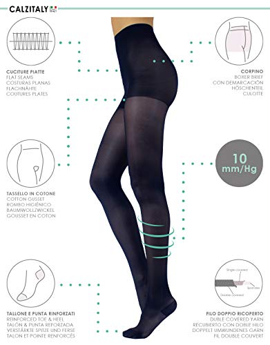 MEDIAS DE DESCANSO | PANTY COMPRESIÓN FUERTE | 70 DEN | NEGRO, NATURAL S, M, L, XL | CALCETERÍA ITALIANA | (XL, AZUL MARINO)