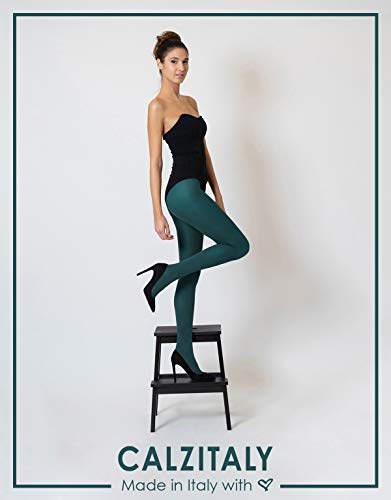 MEDIAS DE INVIERNO | PANTYS TUPIDOS DE COLORES | 80 DEN | M, L, XL | CALCETERÍA ITALIANA | (L, Mystic Green)
