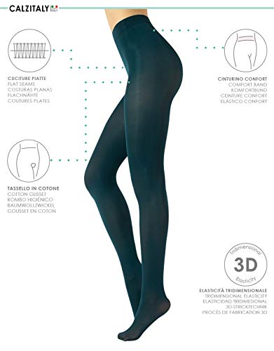 MEDIAS DE INVIERNO | PANTYS TUPIDOS DE COLORES | 80 DEN | M, L, XL | CALCETERÍA ITALIANA | (L, Mystic Green)
