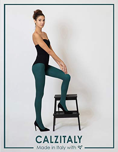 MEDIAS DE INVIERNO | PANTYS TUPIDOS DE COLORES | 80 DEN | M, L, XL | CALCETERÍA ITALIANA | (L, Mystic Green)