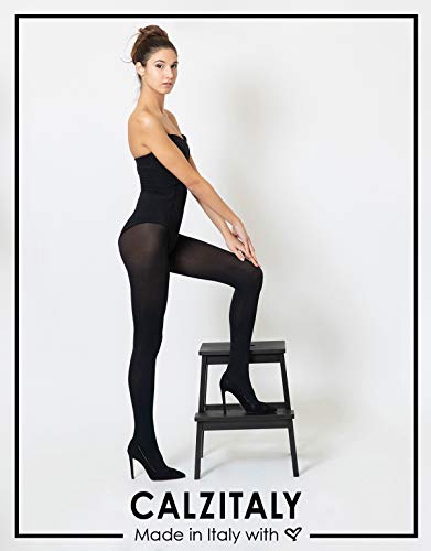 MEDIAS DE INVIERNO | PANTYS TUPIDOS DE COLORES | 80 DEN | M, L, XL | CALCETERÍA ITALIANA | (XL, Negro)