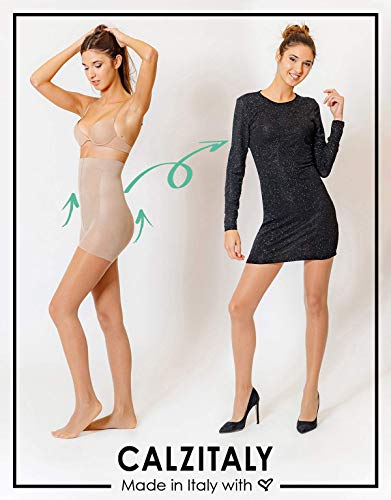 MEDIAS FINAS REDUCTORAS DE TALLE ALTO | PANTY CON COMPRESION MEDIA | NATURAL, NEGRO | 20 DEN | S, M, L, XL | CALCETERÍA ITALIANA | (S, NATURAL)