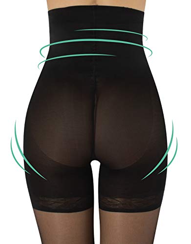 MEDIAS FINAS REDUCTORAS DE TALLE ALTO | PANTY CON COMPRESION MEDIA | NATURAL, NEGRO | 20 DEN | S, M, L, XL | CALCETERÍA ITALIANA | (XL, NEGRO)