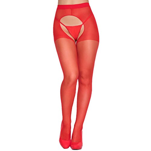 Medias Mujer Sexy AIMEE7 Medias Y Ligueros Sexy Tallas Grandes Medias con Liguero Sexy Lenceria Mujer Erotica Abierta Lenceria Erotica Transparente (Rojo)