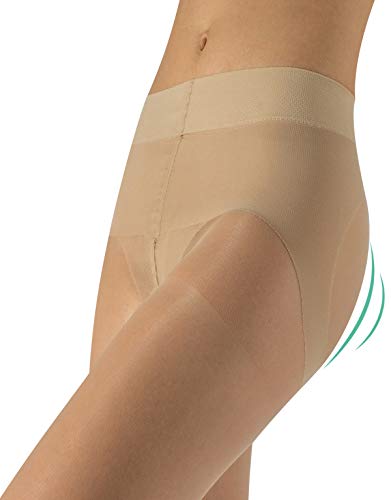 MEDIAS REDUCTORAS DE MUJER | PANTY PUSH UP | NATURAL, NEGRO | S, M, L, XL | CALCETERÍA ITALIANA | (XL, NATURAL)