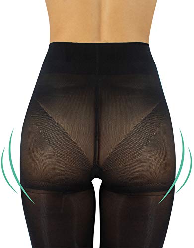 MEDIAS TUPIDAS DE DESCANSO Y REDUCTORAS | PANTY COMPRESIÓN MEDIA | 100 DEN | NEGRO | S, M, L, XL | CALCETERÍA ITALIANA | (XL)