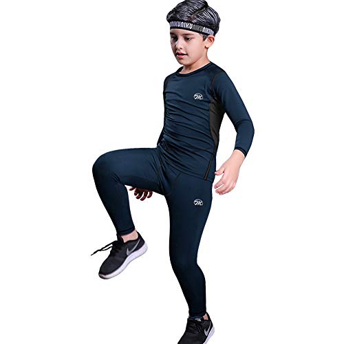 MeetHoo Conjunto Ropa Interior Termica para Niños Camisetas Termicas Deportivas Manga Larga Decathlon Pantalon Termico Futbol Niño de Esquí Forro de Lana para Correr