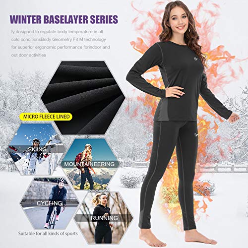 MEETYOO Conjuntos térmicos Mujer, Ropa Interior termica Invierno Base Layer Thermo Pantalones para Running Ciclismo Esquí