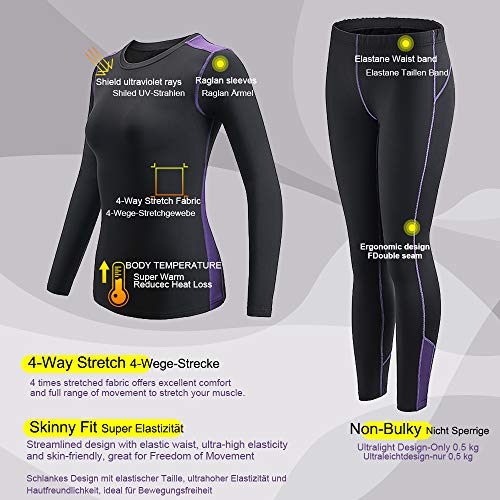 MEETYOO Conjuntos térmicos Mujer, Ropa Interior termica Invierno Base Layer Thermo Pantalones para Running Ciclismo Esquí