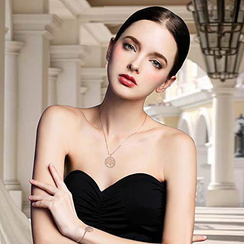 MEGA CREATIVE JEWELRY Pulseras Árbol de la Vida Oro Rosa para Mujer Plata 925 con Cristales