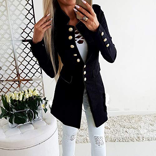 MEIbax Abrigos Mujer Invierno Moda para Mujer Sencillo Office Lady Lapel Suit Coat Chaqueta de Manga Larga Botón Escudo