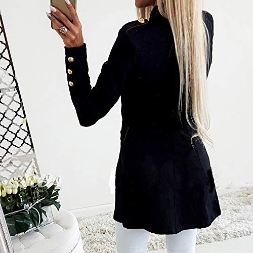 MEIbax Abrigos Mujer Invierno Moda para Mujer Sencillo Office Lady Lapel Suit Coat Chaqueta de Manga Larga Botón Escudo