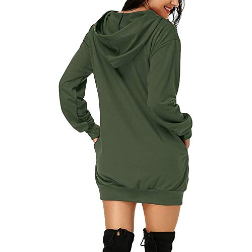 MEIbax Larga Sudaderas con Capucha Mujer Sudadera Otoño Invierno/Primavera y Verano Estampada Vestido Manga Larga Hoodie Jersey Abrigos Pullover Camisetas Suéter Tops con Bolsillo Calle Deporte