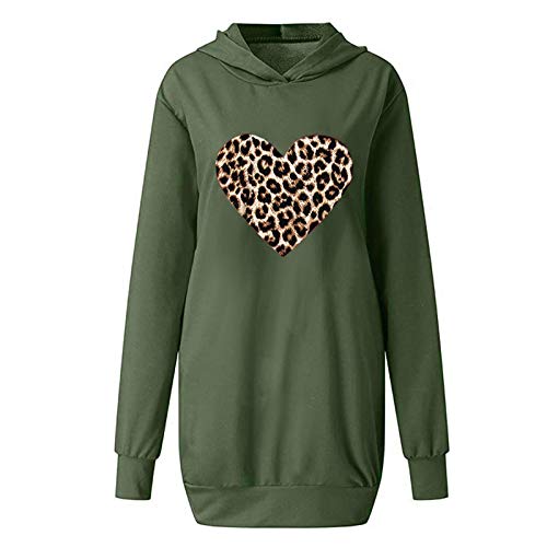 MEIbax Larga Sudaderas con Capucha Mujer Sudadera Otoño Invierno/Primavera y Verano Estampada Vestido Manga Larga Hoodie Jersey Abrigos Pullover Camisetas Suéter Tops con Bolsillo Calle Deporte