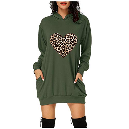 MEIbax Larga Sudaderas con Capucha Mujer Sudadera Otoño Invierno/Primavera y Verano Estampada Vestido Manga Larga Hoodie Jersey Abrigos Pullover Camisetas Suéter Tops con Bolsillo Calle Deporte