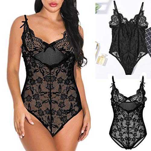 MEIbax Moda Sexy Lace Bow Siamese Lingerie Lencería para Mujer Pijamas Señoras Medias Ropa Interior de una Pieza