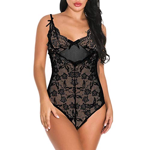 MEIbax Moda Sexy Lace Bow Siamese Lingerie Lencería para Mujer Pijamas Señoras Medias Ropa Interior de una Pieza