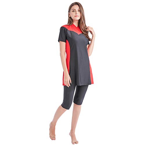 Meijunter Bañador para Mujeres Musulmanas - Modesto Traje de Baño 2 Piezas Ropa de Playa de Secado Rápido Ropa de Natación Elástico Burkini Protección Solar UPF 50+ Traje de Surf