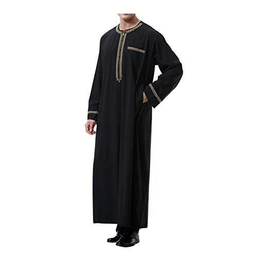 Meijunter musulmán Hombres islámico Dubai Robe - Cremallera O-cuello Manga larga árabe Thobe Saudi Estilo Dishdasha Kaftan Medio Oriente Étnico Kandoura