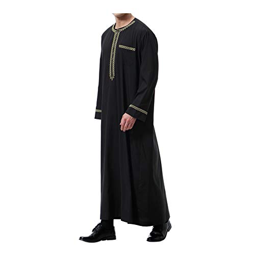 Meijunter musulmán Hombres islámico Dubai Robe - Cremallera O-cuello Manga larga árabe Thobe Saudi Estilo Dishdasha Kaftan Medio Oriente Étnico Kandoura