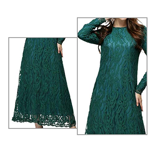 Meijunter Vestido de Mujer Musulmana - Encaje Suelta Elegante Jalabiya Túnica Islámica Abaya Arabe Dubai Kaftan
