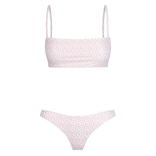 meioro Conjuntos de Bikinis para Mujer Push Up Bikini Traje de baño de Tanga de Cintura Baja Trajes de baño Adecuado Viajes Playa La Natacion (M, Rosa + Blanco)