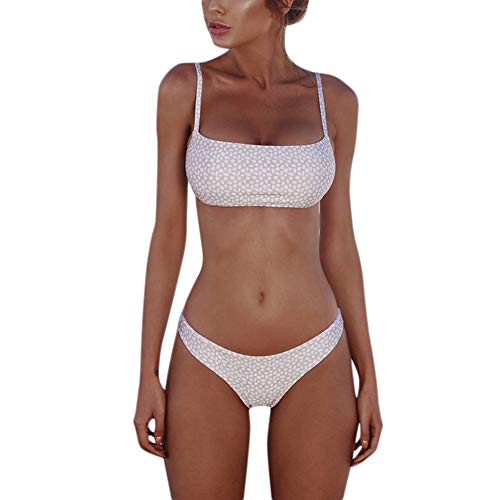 meioro Conjuntos de Bikinis para Mujer Push Up Bikini Traje de baño de Tanga de Cintura Baja Trajes de baño Adecuado Viajes Playa La Natacion (M, Rosa + Blanco)