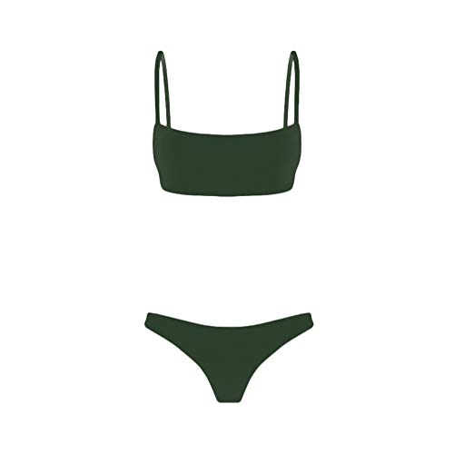 meioro Conjuntos de Bikinis para Mujer Push Up Bikini Traje de baño de Tanga de Cintura Baja Trajes de baño Adecuado Viajes Playa La Natacion (M,Verde)