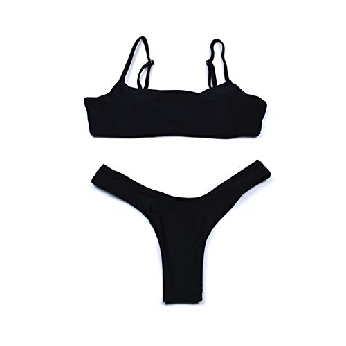 meioro Conjuntos de Bikinis para Mujer Push Up Bikini Traje de baño de Tanga de Cintura Baja Trajes de baño Adecuado Viajes Playa La Natacion (S, Negro)