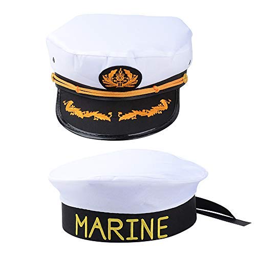 MEJOSER 2pcs Gorra de Capitán y Gorra de Marinero Sombrero Barco Yate Disfraz Adulto Mujer Hombre Cosplay