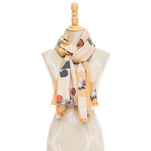 MELIFLUOS DESIGNED IN SPAIN Bufanda Pañuelo Cuello Fular de Mujer Viscosa Flores Invierno Suave Elegante (WS50-14)