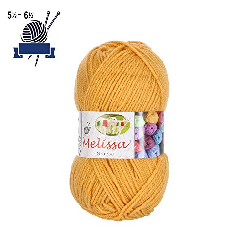 Melissa Hilo Acrílico Ovillo de Lana (115m 100g *10)Premium para DIY Tejer y Ganchillo,Certificado OEKO-TEX Standard 100,agujas talla 5(1/2)-6(1/2),Amarillo 1,Gruesa,Enviado desde Europa