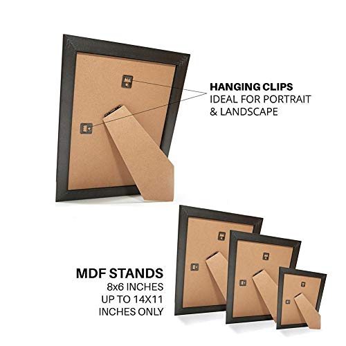 Memory Box Marco de Fotos de Madera de Nogal, Estilo Antiguo, con Tablero de Fibra de Densidad Media, Listo para Colgar, con una lámina de plexiglás irrompible de Alta claridad, Color Nogal, A1