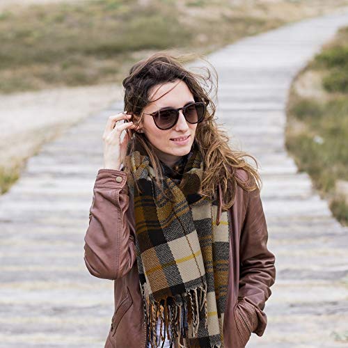 MengH-SHOP Bufandas Tartán Bufanda para Mujer Otoño Invierno Caliente Chales Larga Estolas Cozy Pashmina para Mujer 200 * 75cm Marrón